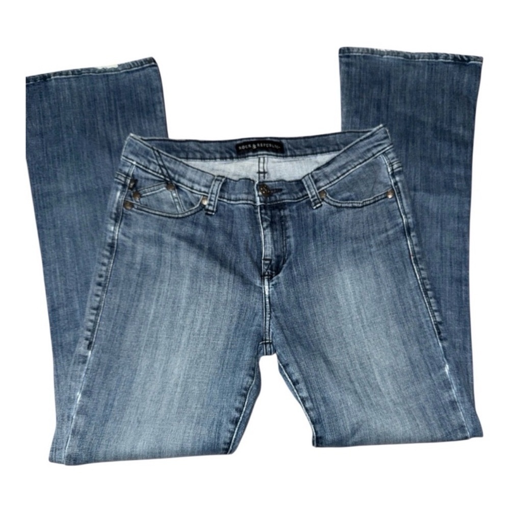 Rock And Republic Bootcut Jeans Blue Size 12 Y2K Mid Rise Stretch Denim✨ - Picture 4 of 9